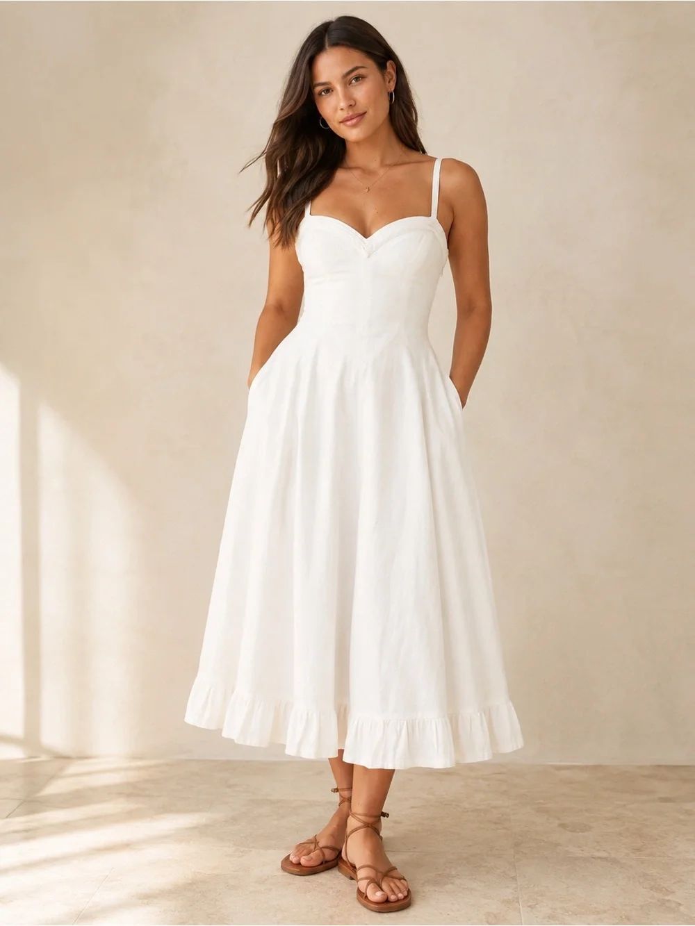 Free People Drop Waist Midi Dress Coconut Milk White Size XL NWOT